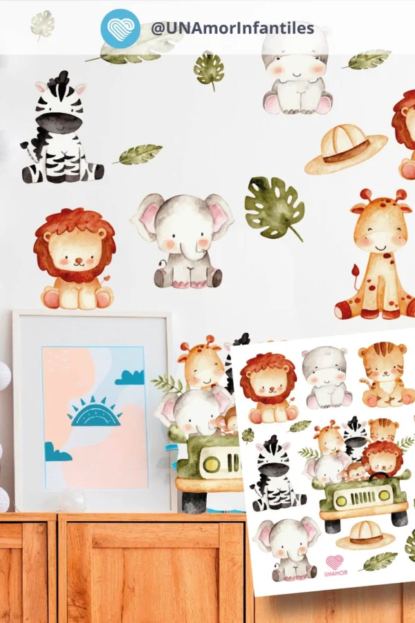 VINILO DECORATIVO - PLANCHA ANIMALITOS SELVA - 3110