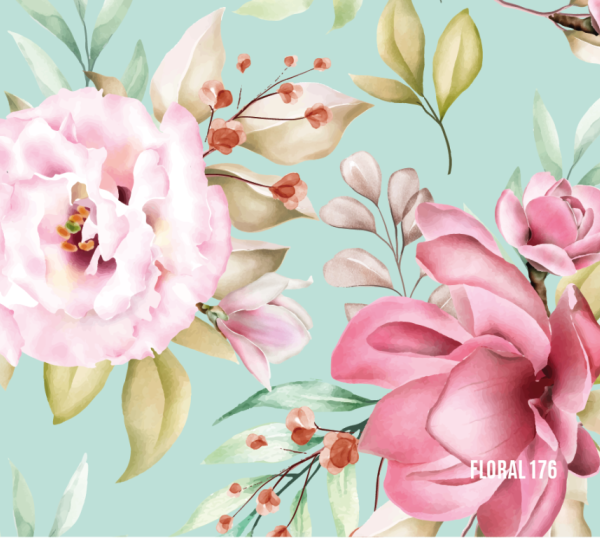 176 - SMALL - FLORAL AQUA