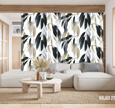 VINILO MULTIUSOS HOJAS BLACK AND LIGHT GREEN