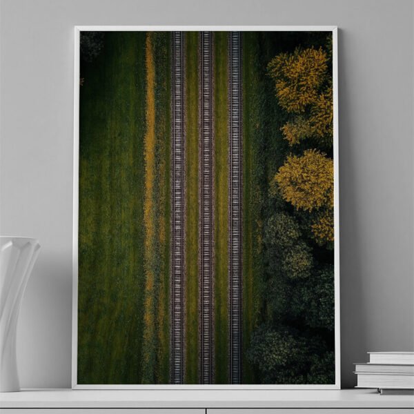 VINILO DECORATIVO - LAMINA AERIAL PAISAJE RIELES - 0009