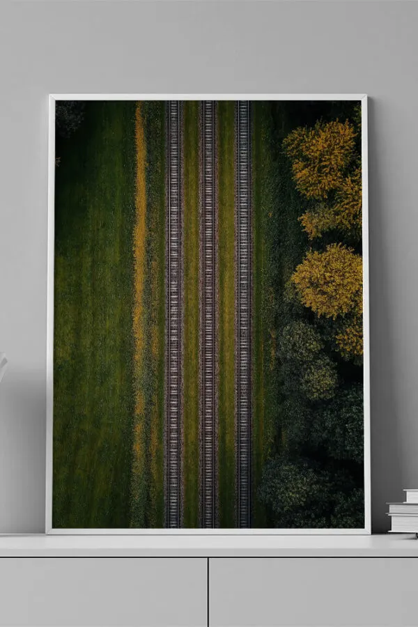 VINILO DECORATIVO - LAMINA AERIAL PAISAJE RIELES - 0009