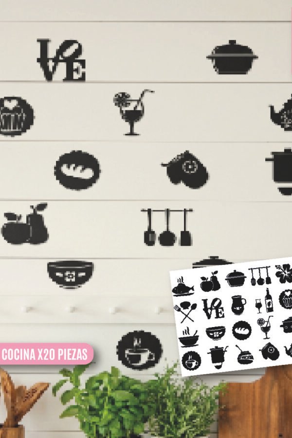 VINILO DECORATIVO - PLANCHA SET COCINA X20 PIEZAS - 22402