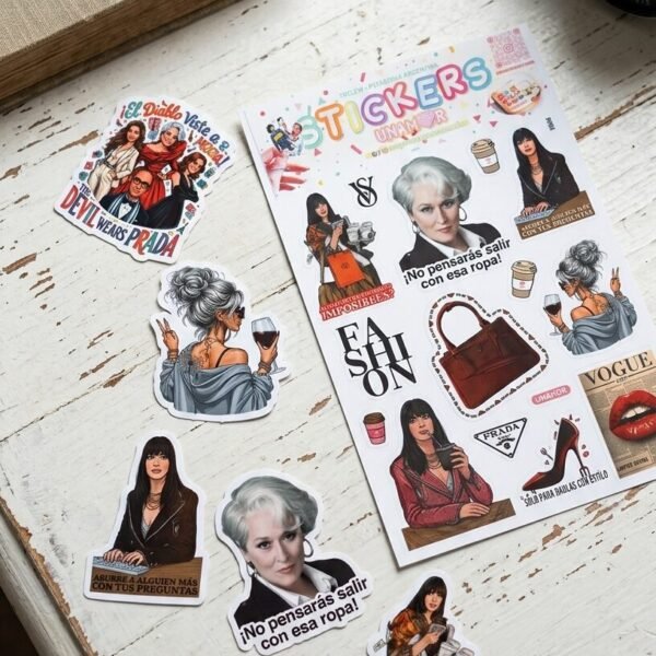 VINILO DECORATIVO - EL DIABLO VISTE A LA MODA X 10 INDIVIDUALES