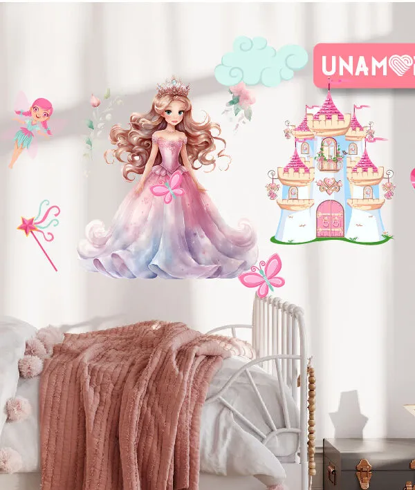 VINILO DECORATIVO - PLANCHA PRINCESAS Y CASTILLO - 3116