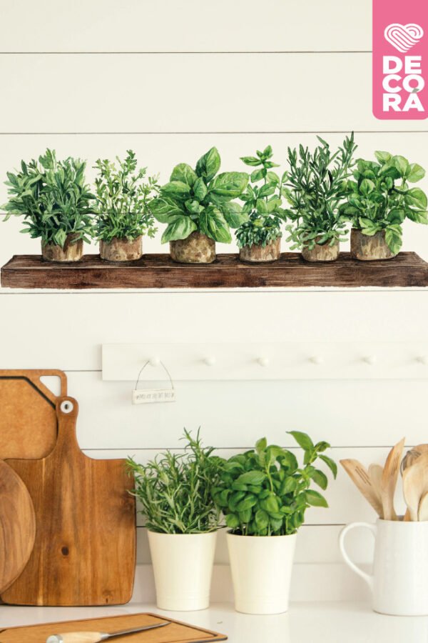 VINILO DECORATIVO - ESTANTE DE MACETAS HUERTA - 90162