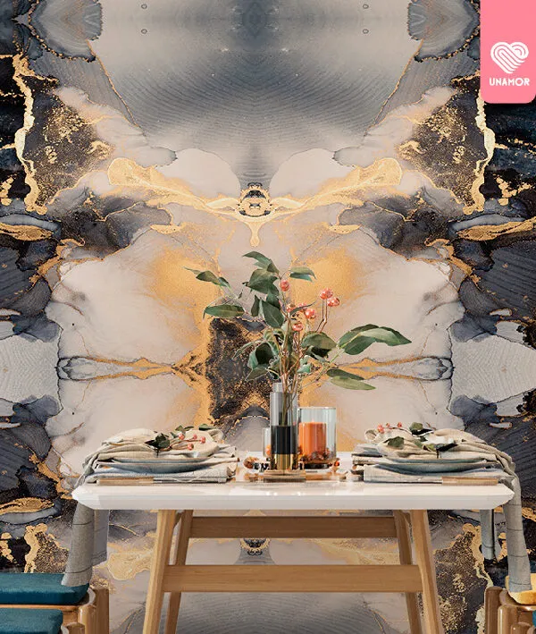 VINILO MULTIUSO SIMIL MÁRMOL NEGRO Y DORADO