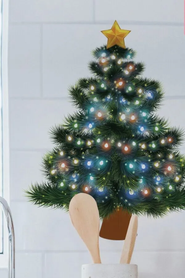 VINILO DECORATIVO - ARBOL PINO NAVIDAD LUCES - 0165