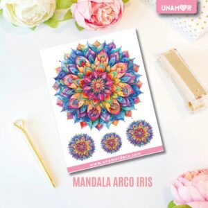 VINILO DECO INDIVIDUALES - MANDALA ARCO IRIS
