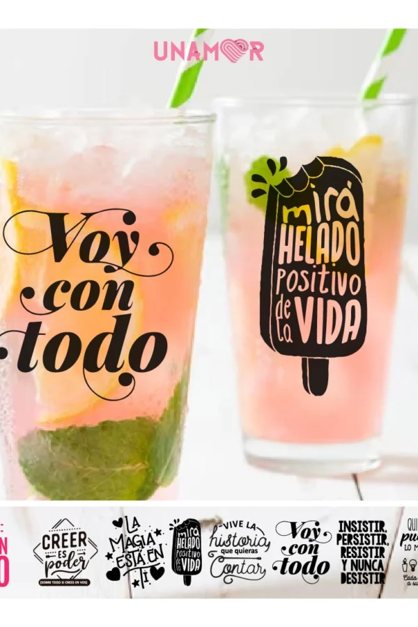 VINILO DECORATIVO - ETIQUETAS FRASE, VOY CON TODO - 9141