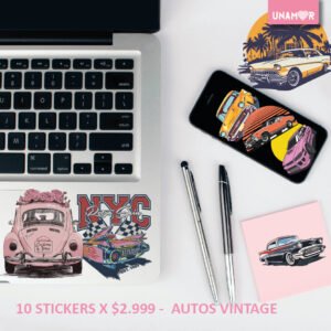 STICKERS INDIVIDUALES X10 - AUTOS VINTAGE