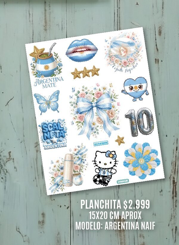 VINILO DECORATIVO - PLANCHA STICKERS ARGENTINA NAIF