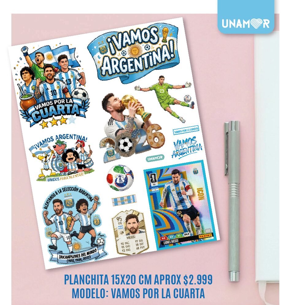 VINILO DECORATIVO - PLANCHA STICKERS VAMOS POR LA CUARTA