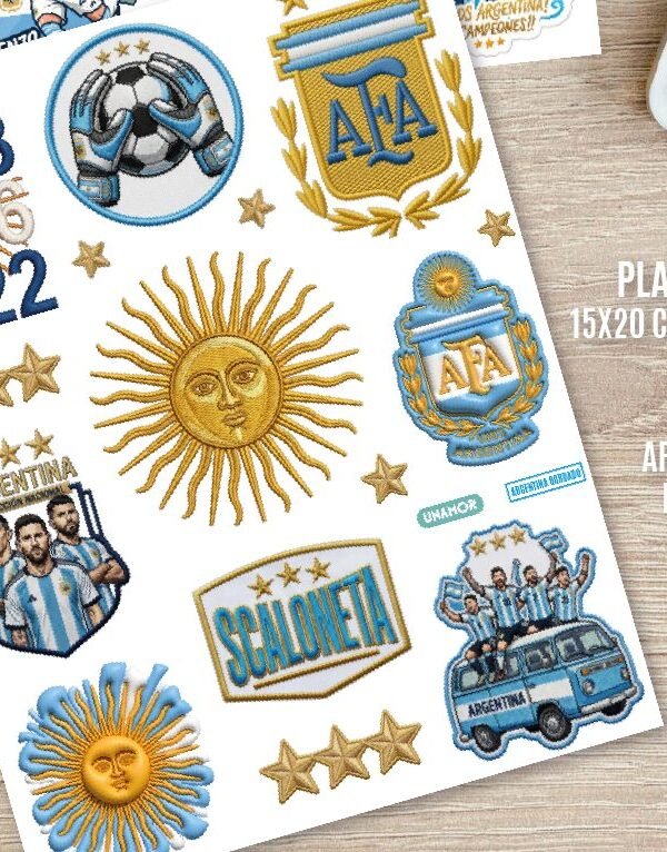 VINILO DECORATIVO - PLANCHITA STICKER BORDADO MUNDIAL