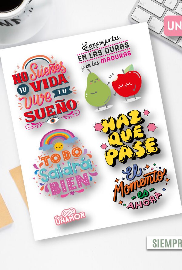 Planchita de Stickers adhesivos 7722 -SIEMPRE JUNTAS!