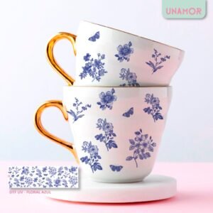 DTF UV - FLORAL AZUL