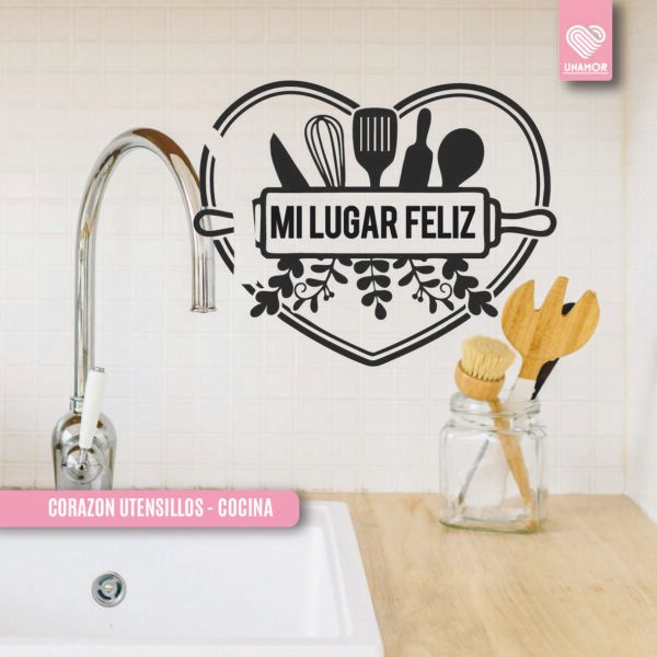 VINILO DECORATIVO - CORAZÓN UTENSILLOS - COCINA - 22401