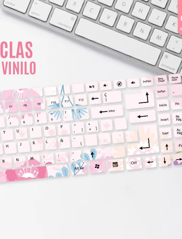 VINILO DECORATIVO - TECLADO SIMPLE FLORAL - 9029
