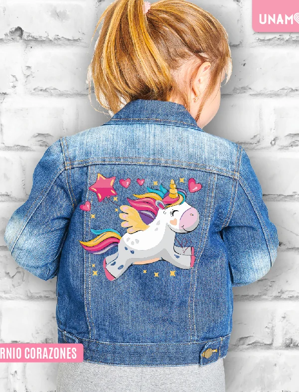 ESTAMPA TEXTIL - UNICORNIO CORAZONES