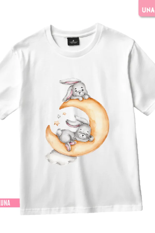 ESTAMPA TEXTIL - CONEJOS EN LUNA