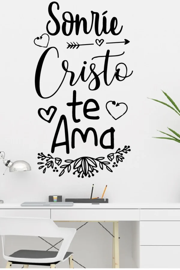 VINILO DECORATIVO - SONRIE CRISTO TE AMA - 1607