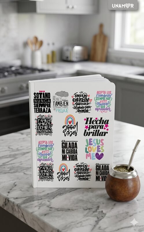 stickers individuales x 10 unamor 3 INDIVIDUALES FRASES