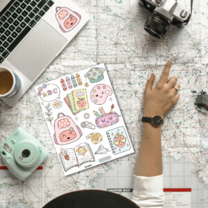 Planchita de Stickers adhesivos Utiles escolares libreria