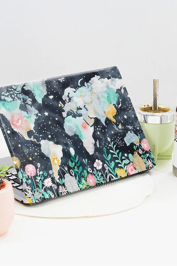 Vinilo para Notebook SKIN - MAPA MUNDI FLORAL