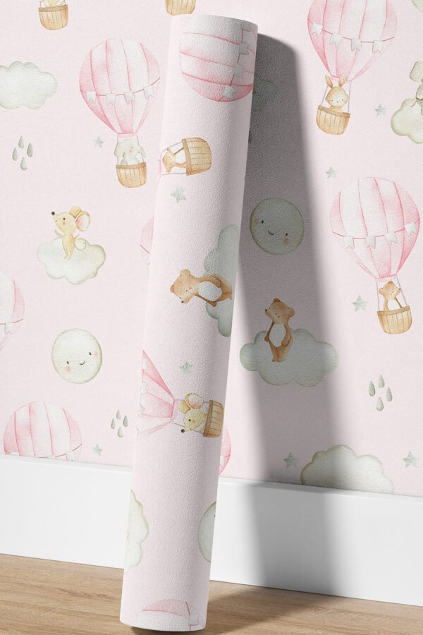 VINILO MULTIUSOS ANIMALITOS GLOBOS ROSAS