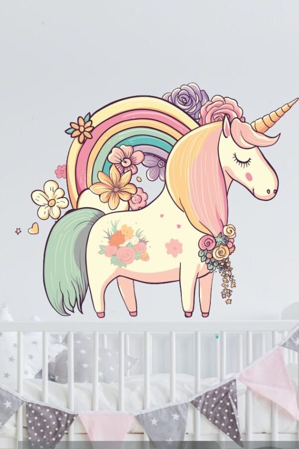 VINILO DECORATIVO - UNICORNIO FLORAL - 3094