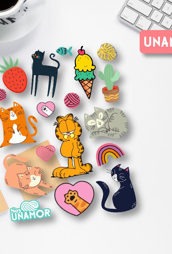 VINILO DECORATIVO - STICKER Gatos Love - 7515