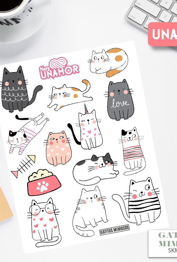VINILO DECORATIVO - STICKER Gatitos Mimosos - 7516