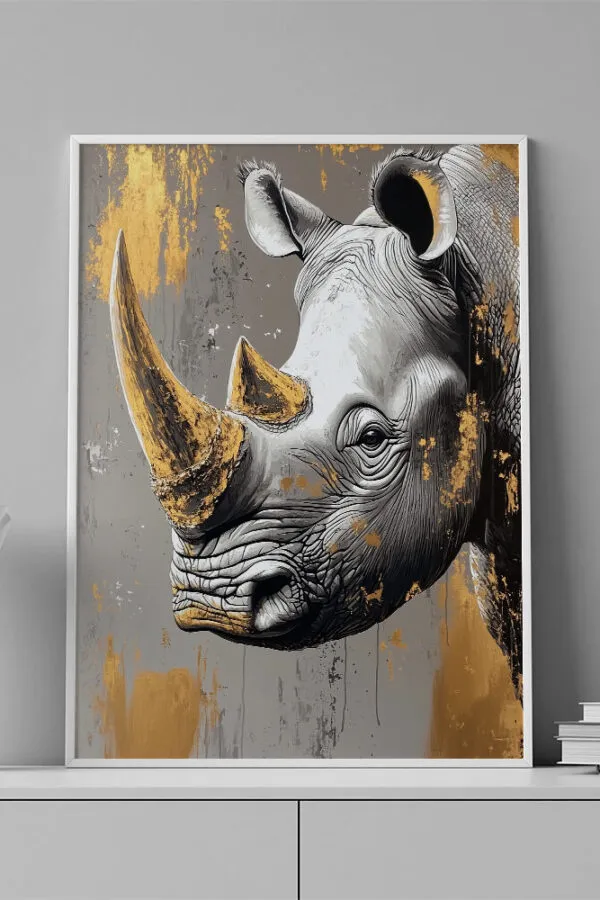 VINILO DECORATIVO - LAMINA ANIMAL RINOCERONTE - 0089
