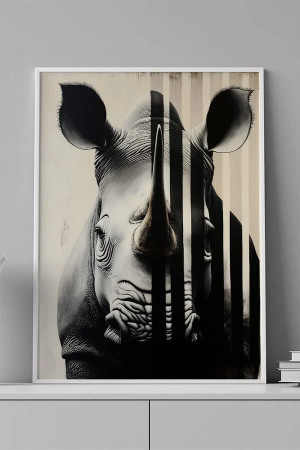 VINILO DECORATIVO - LAMINA ANIMAL RINOCERONTE - 0116