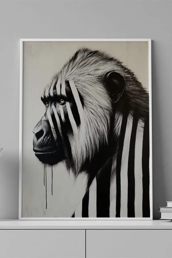 VINILO DECORATIVO - LAMINA ANIMAL BABUINO - 0118
