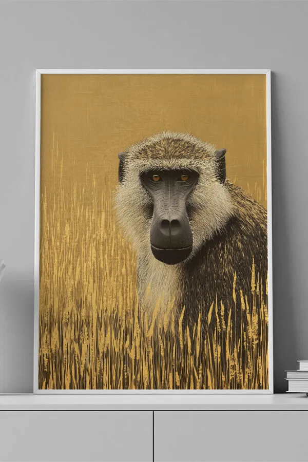 VINILO DECORATIVO - LAMINA ANIMAL BABUINO - 0125