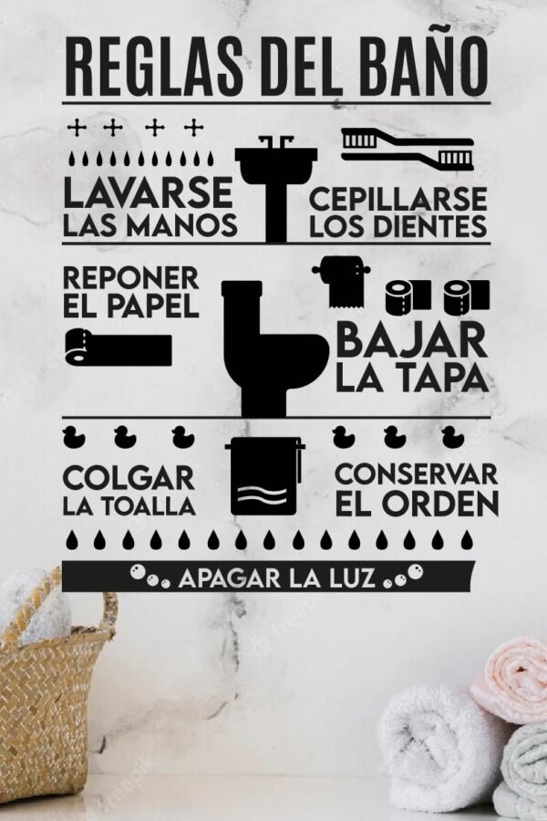 VINILO DECORATIVO - REGLAS DEL BAÑO - 1125
