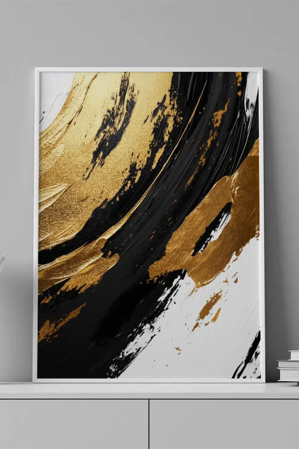 VINILO DECORATIVO - LAMINA BRUSH - 0028 - ACUARELA NEGRO Y DORADO