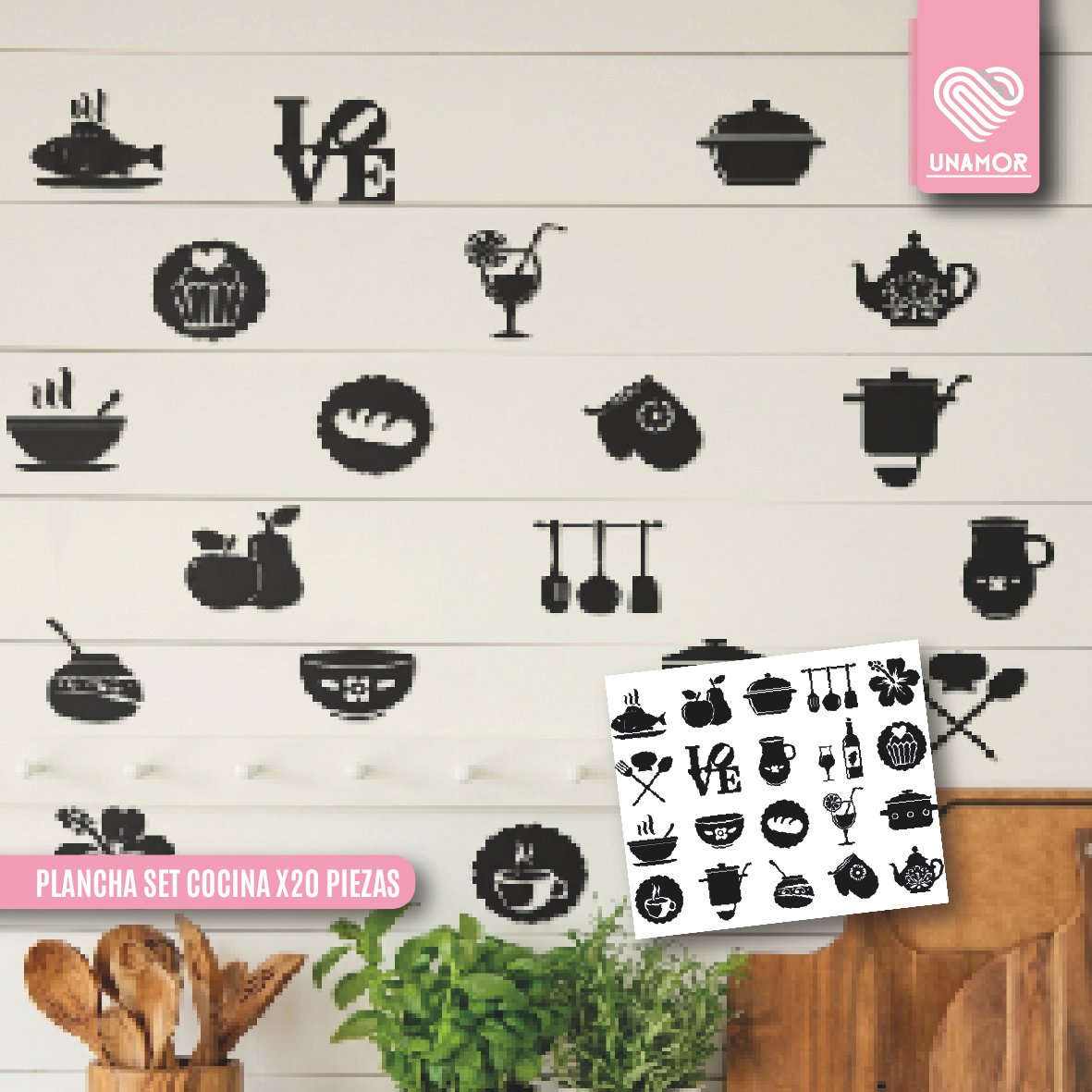 COCINA 02 VINILO DECORATIVO - PLANCHA SET COCINA X20 PIEZAS - 22402