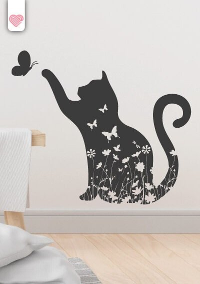 VINILO DECORATIVO - GATITO FLORAL - 1116