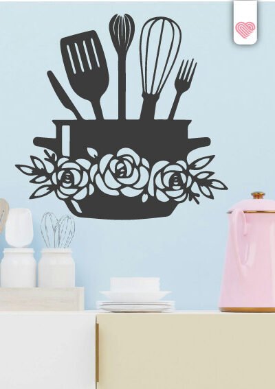 VINILO DECORATIVO - OLLA FLORAL - 1120
