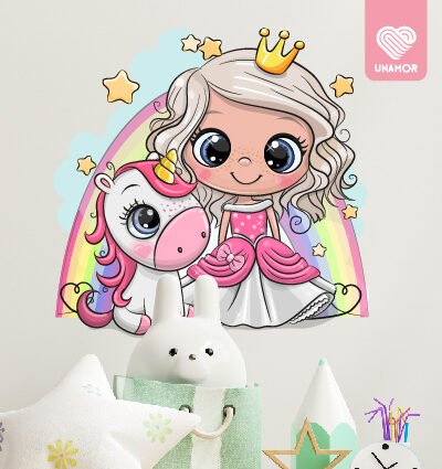VINILO DECORATIVO - PRINCESA UNICORNIO - 3089