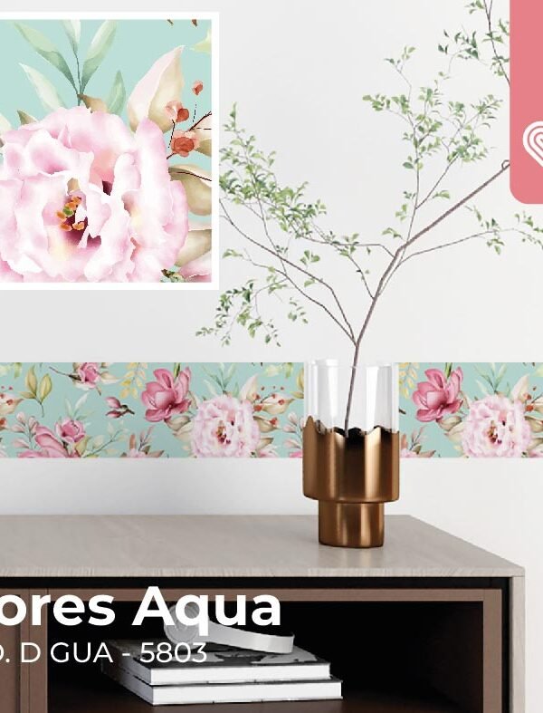 VINILO DECORATIVO - FLORES AQUA - 5803