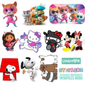 STICKERS INDIVIDUALES X10 - INFANTILES MODA