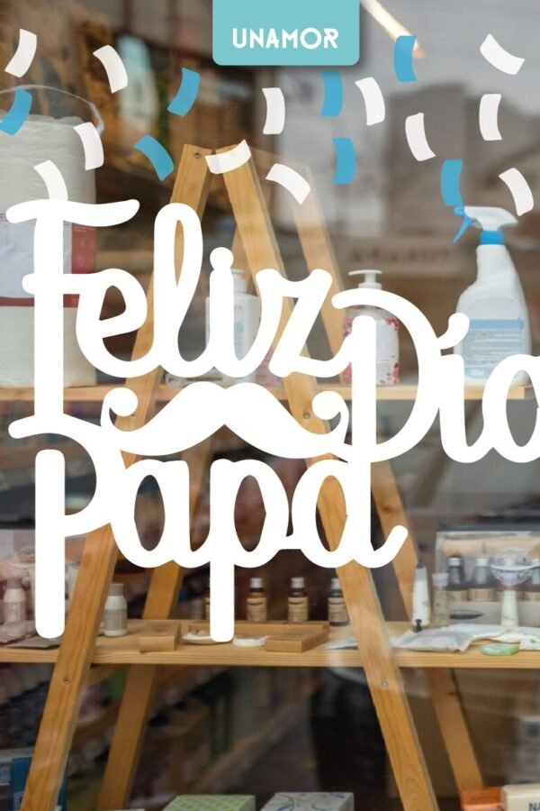 VINILO DECORATIVO - FELIZ DÍA PAPÁ BIGOTE - 35556