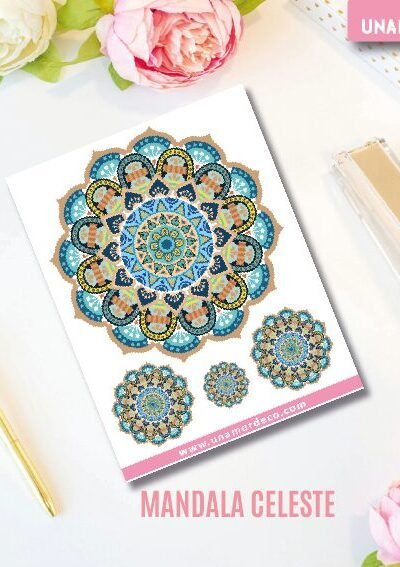 VINILO DECO INDIVIDUALES - MANDALA CELESTE