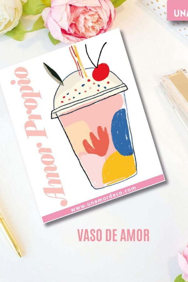 VINILO DECO INDIVIDUALES - VASO DE AMOR