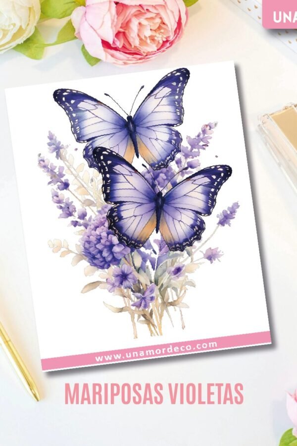 VINILO DECO INDIVIDUALES - MARIPOSAS VIOLETAS
