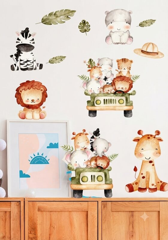 VINILO DECORATIVO - PLANCHA ANIMALITOS SELVA - 3110