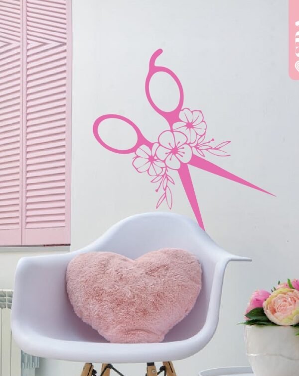 VINILO DECORATIVO - TIJERAS FLORAL - 1004