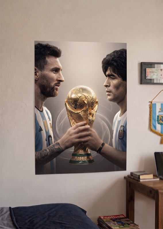 POSTER ADHESIVO - MESSI Y MARADONA COPA